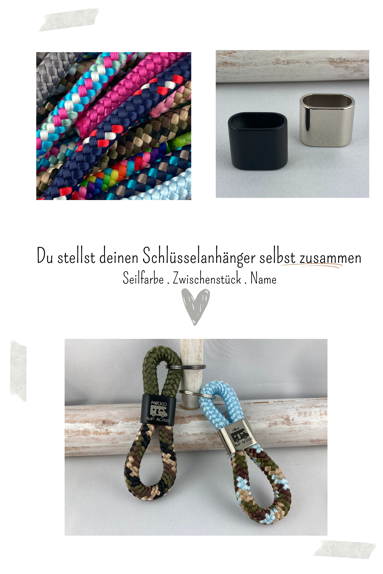 Personalisierter Wohnmobil-Schlüsselanhänger aus Segelseil