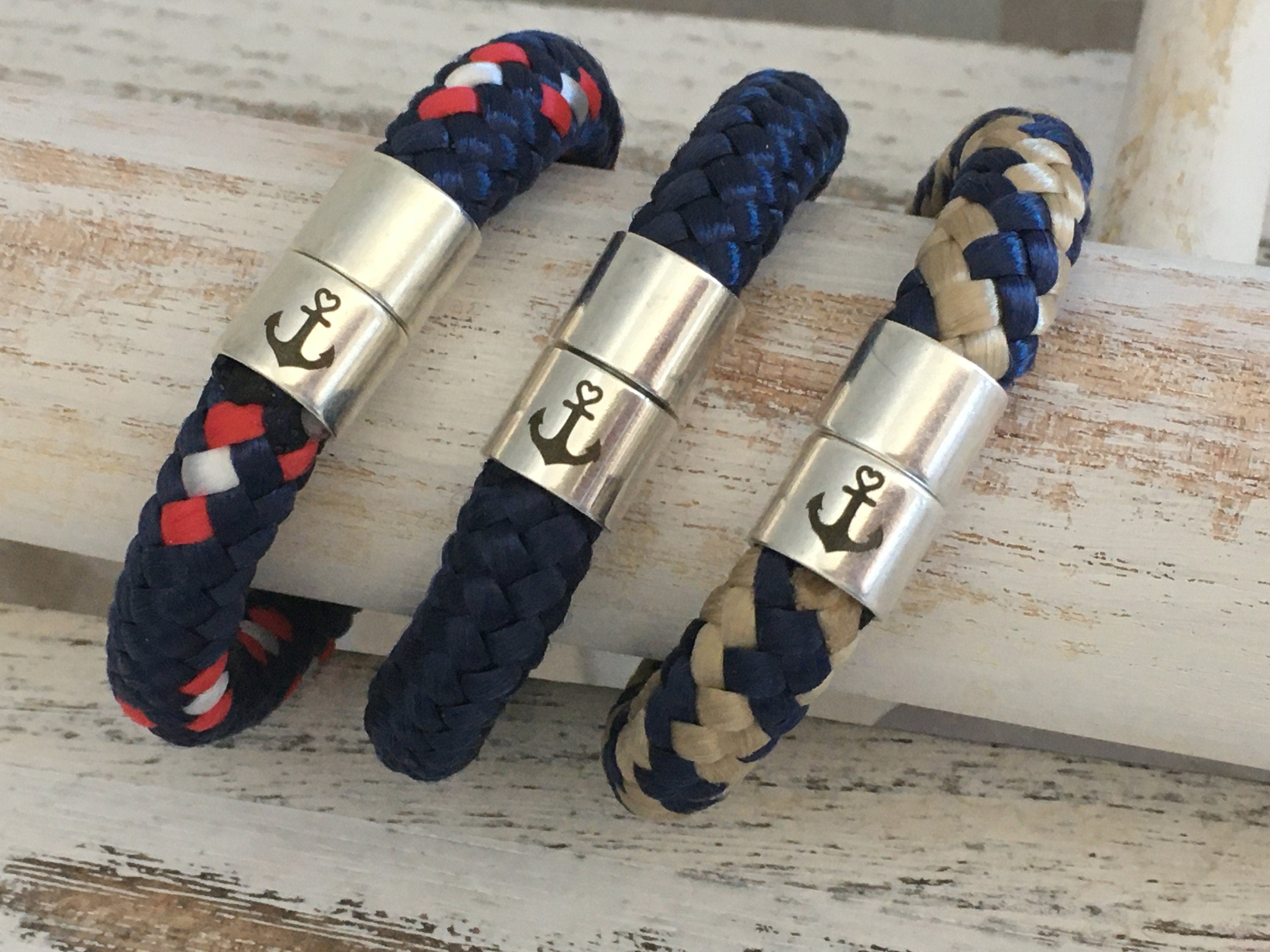 Armband aus Segelseil mit versilbertem Magnetverschluss für Damen und Herren ganz individuell in Wunschfarbe, maritimes Armband