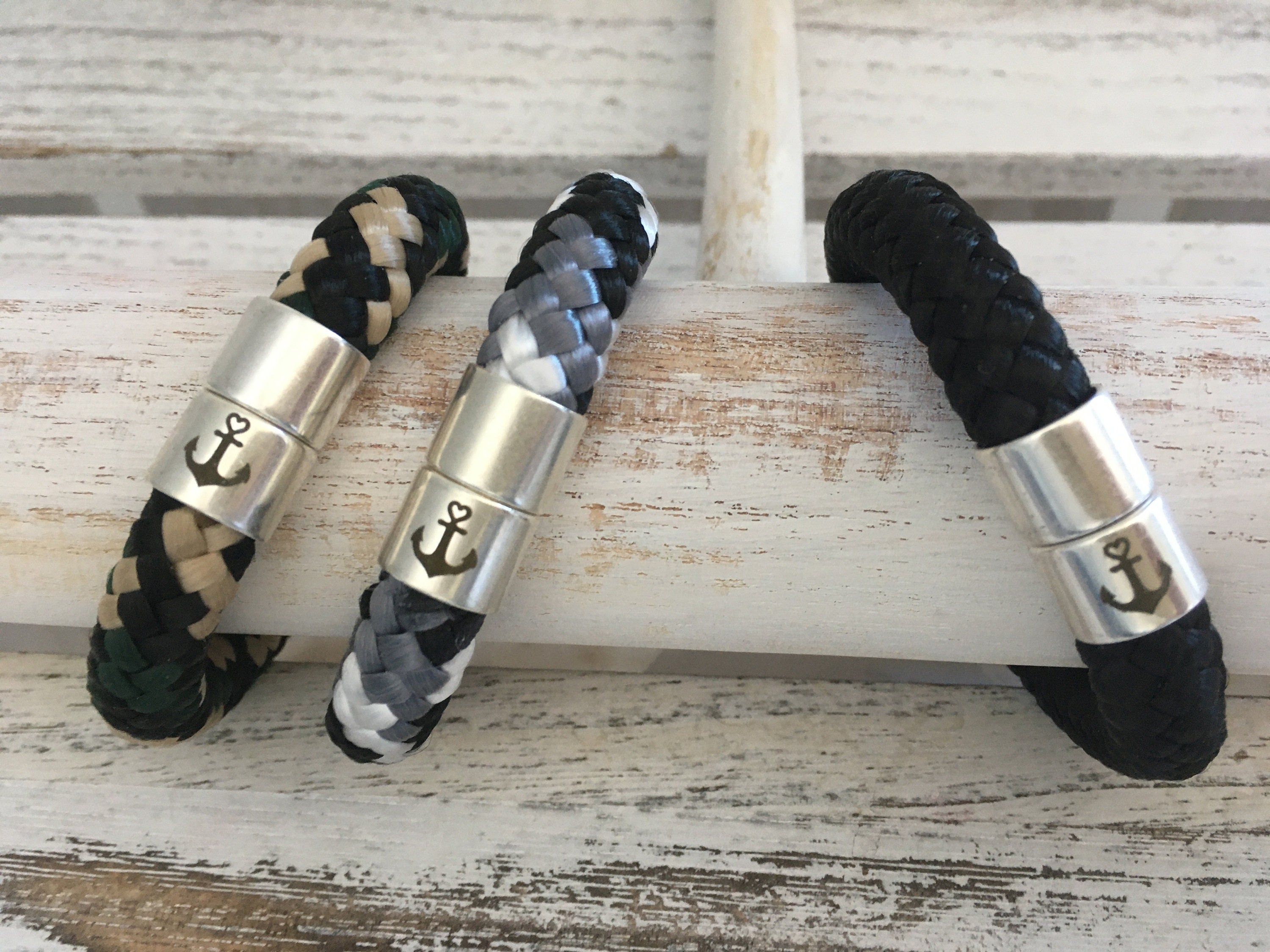Armband aus Segelseil mit versilbertem Magnetverschluss für Damen und Herren ganz individuell in Wunschfarbe, maritimes Armband