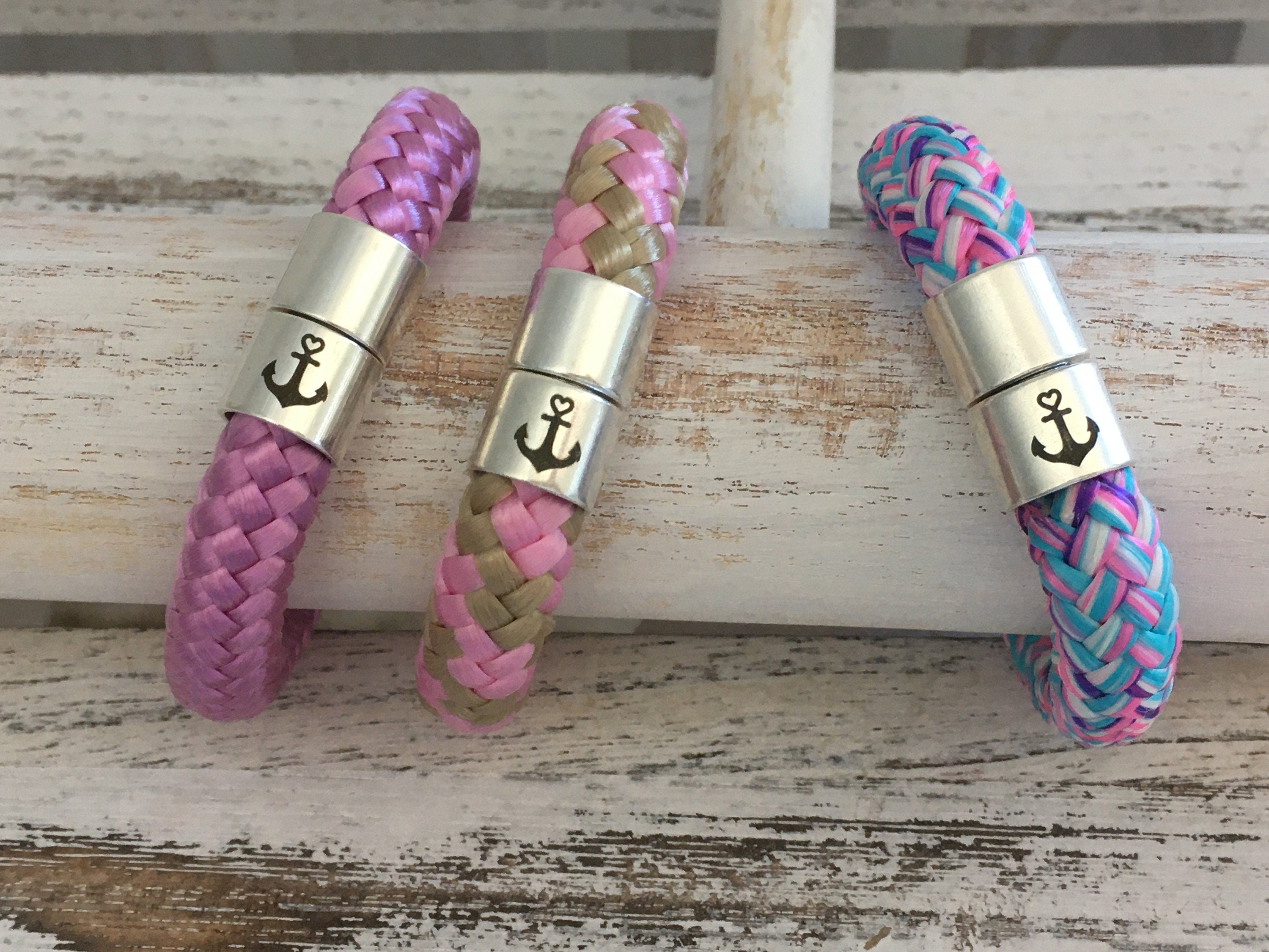 Armband aus Segelseil mit versilbertem Magnetverschluss für Damen und Herren ganz individuell in Wunschfarbe, maritimes Armband