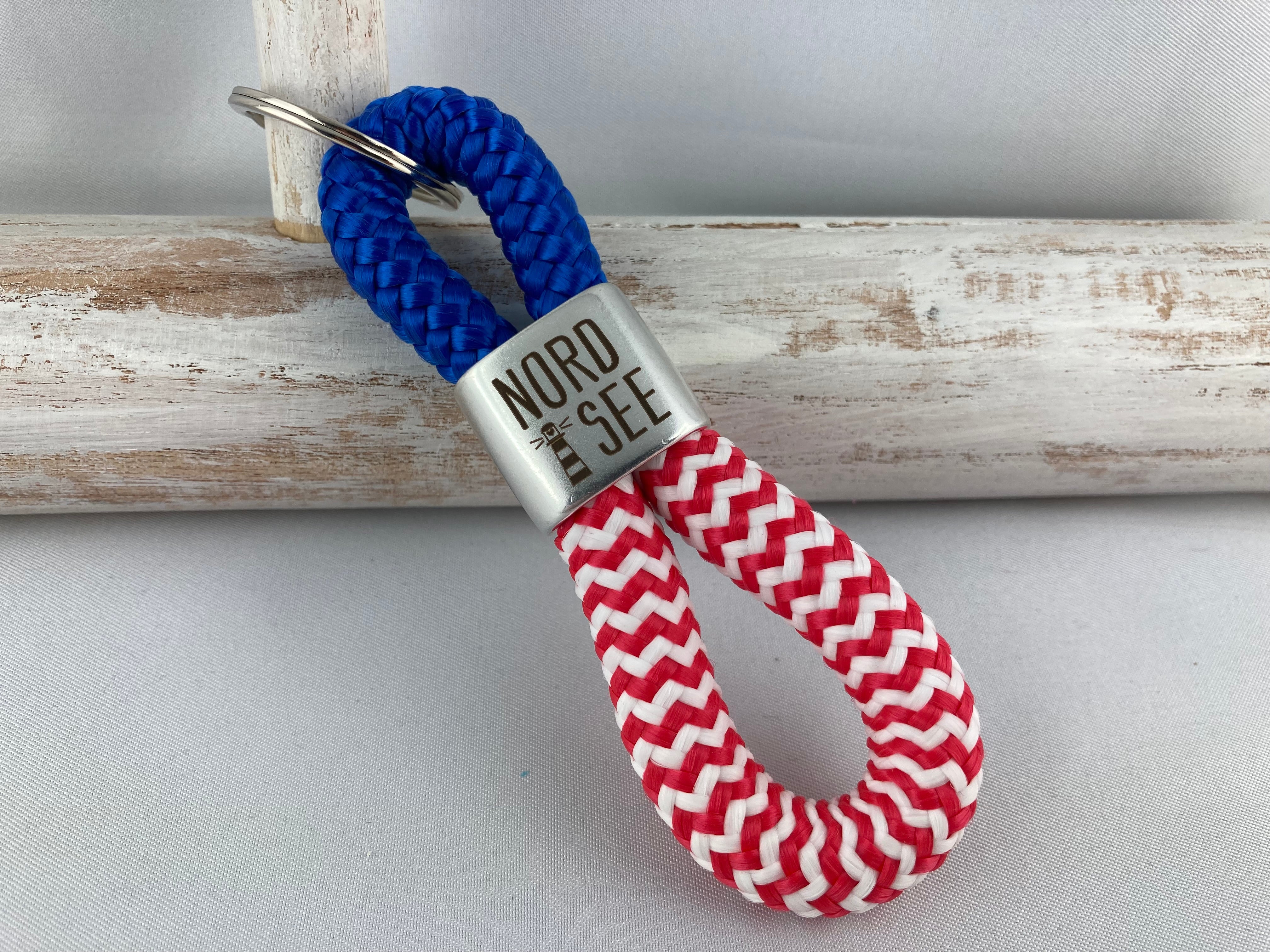 Schlüsselanhänger aus Segelseil mit Gravur "Nordsee" - Farbe wählbar
