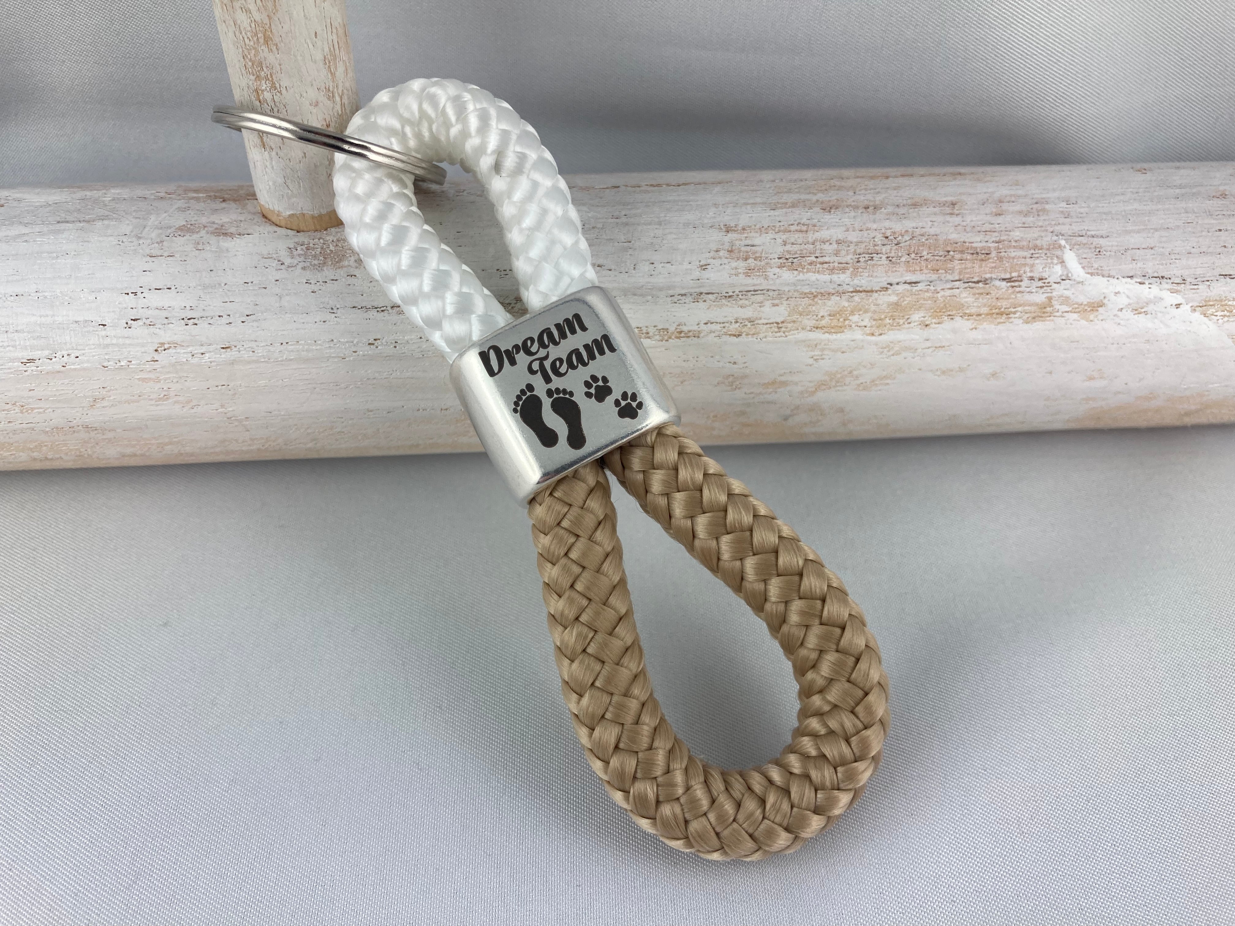 Schlüsselanhänger "Dream Team" - handgefertigt aus Segelseil - Farben wählbar