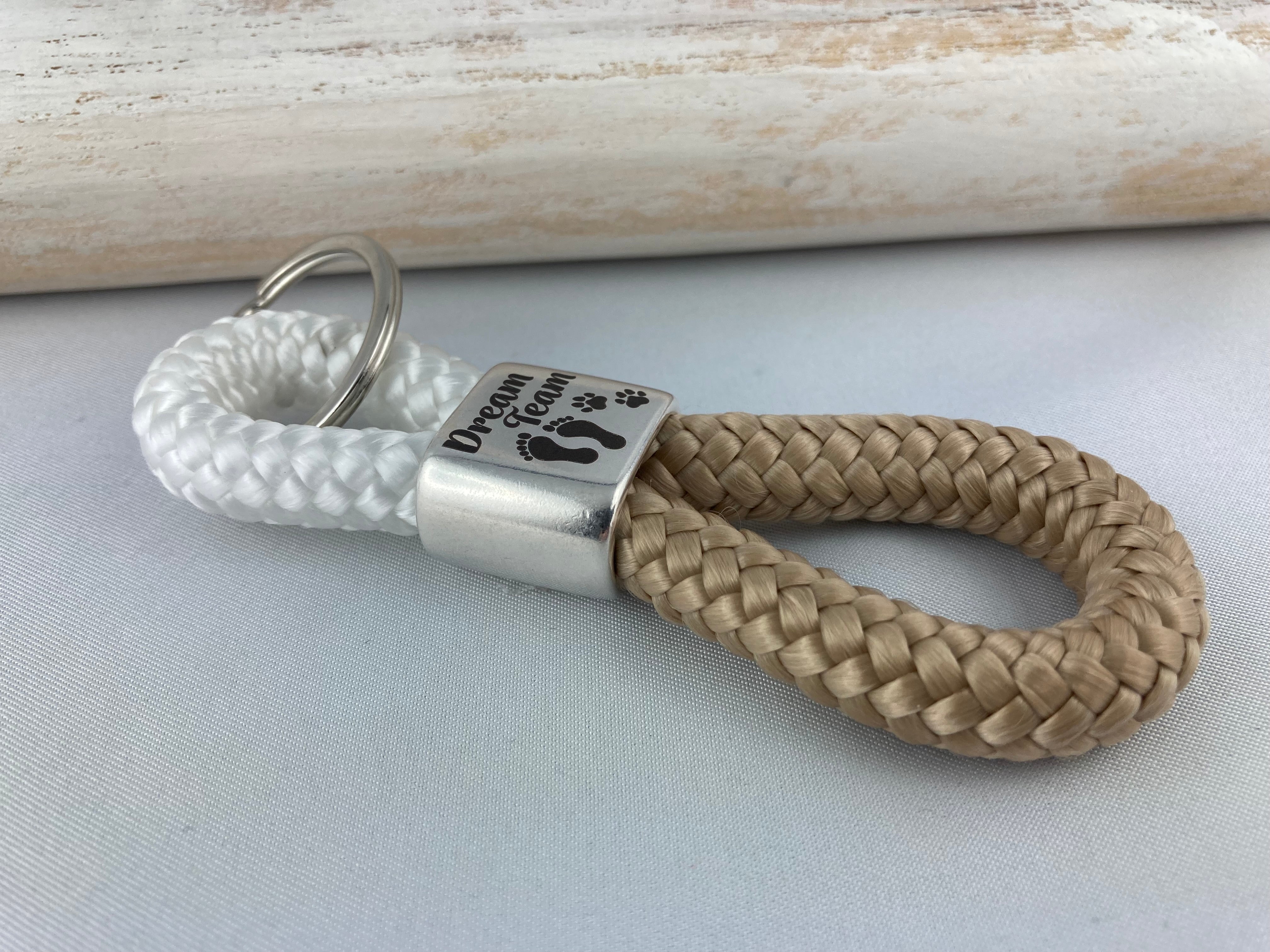 Schlüsselanhänger Segelseil "Dream Team" - weiß/ beige