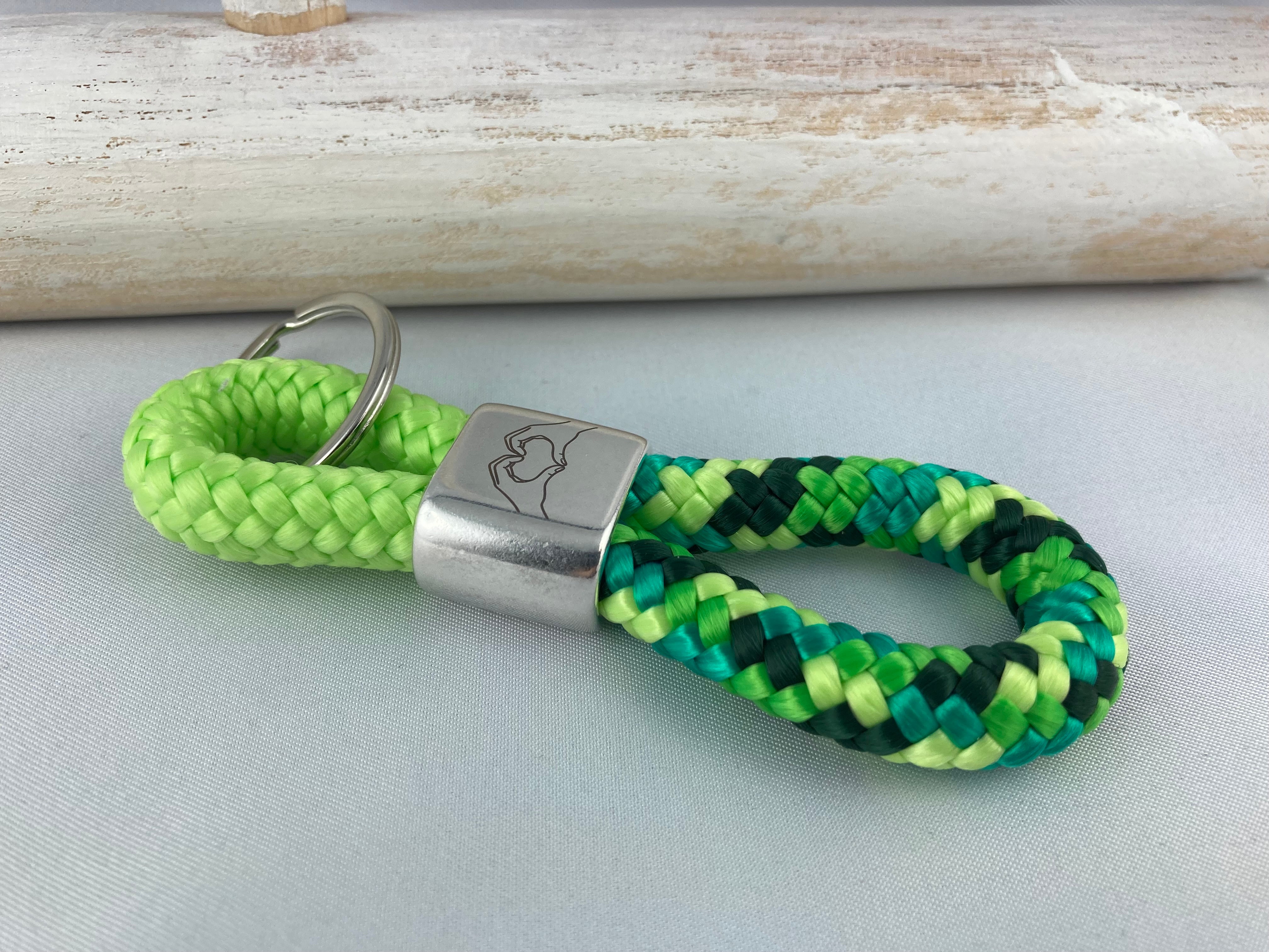 Schlüsselanhänger Segelseil - Herzhände - hellgrün/ grün-Mix - Geschenk Freundschaft und Liebe