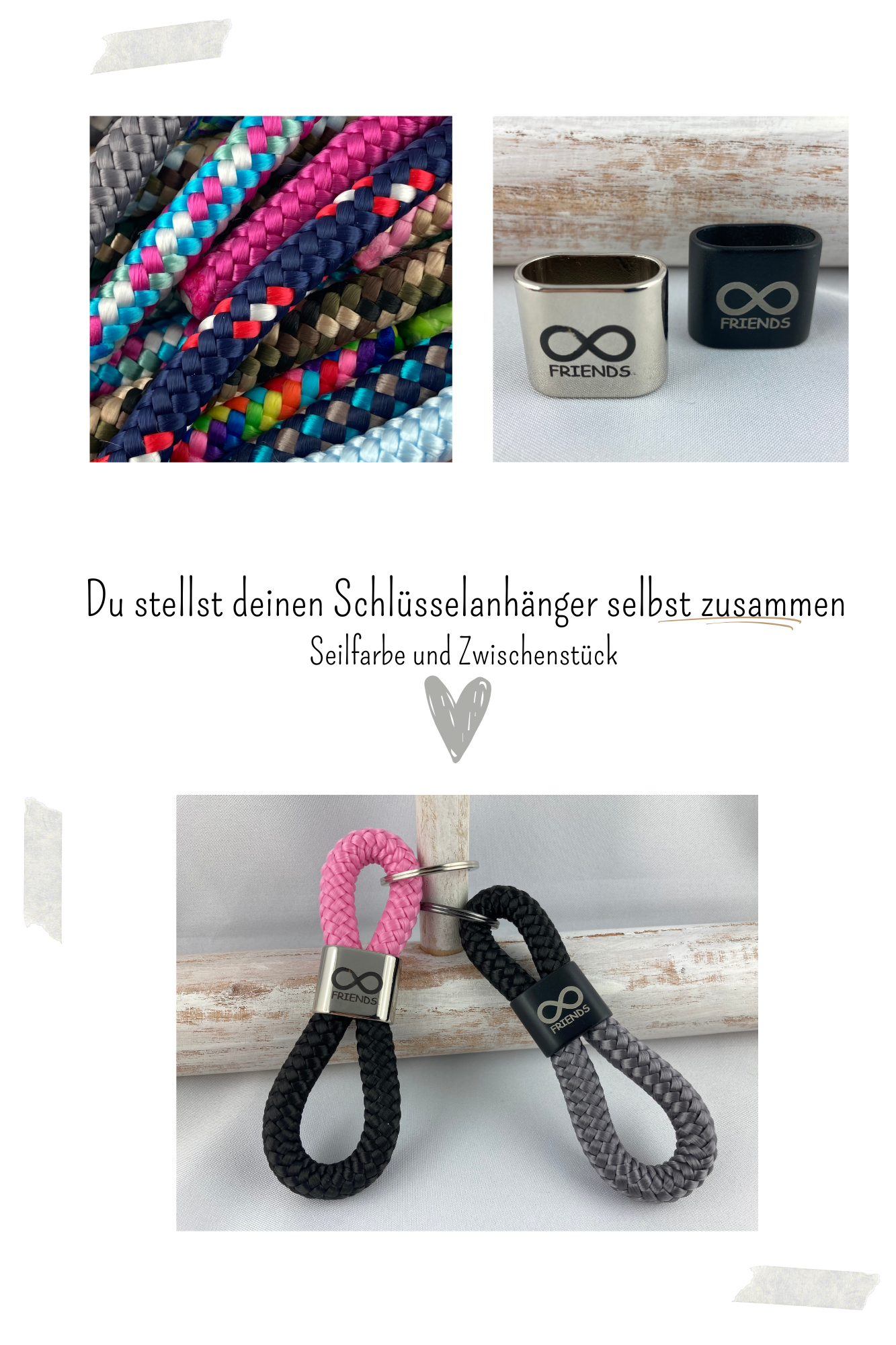 Freundschafts Schlüsselanhänger aus Segelseil mit wählbarer Seilfarbe